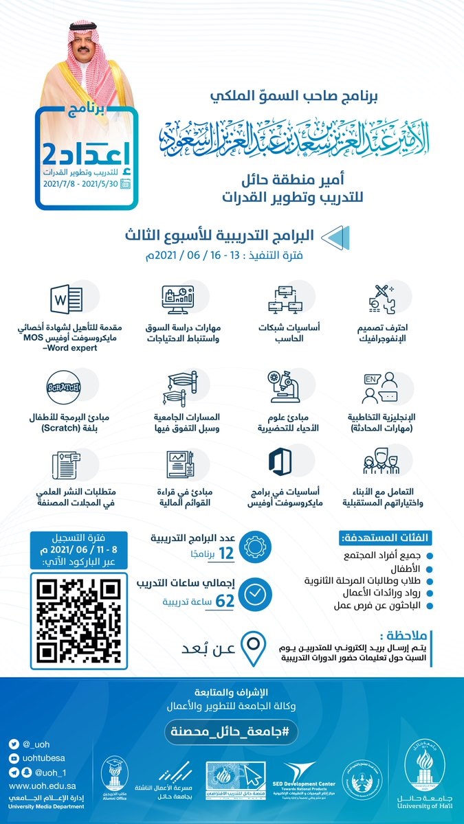 12 دورة تدريبية مجانية عن بُعد في عدة مجالات لدى جامعة حائل 4 12 دورة تدريبية مجانية عن بُعد في عدة مجالات لدى جامعة حائل 3