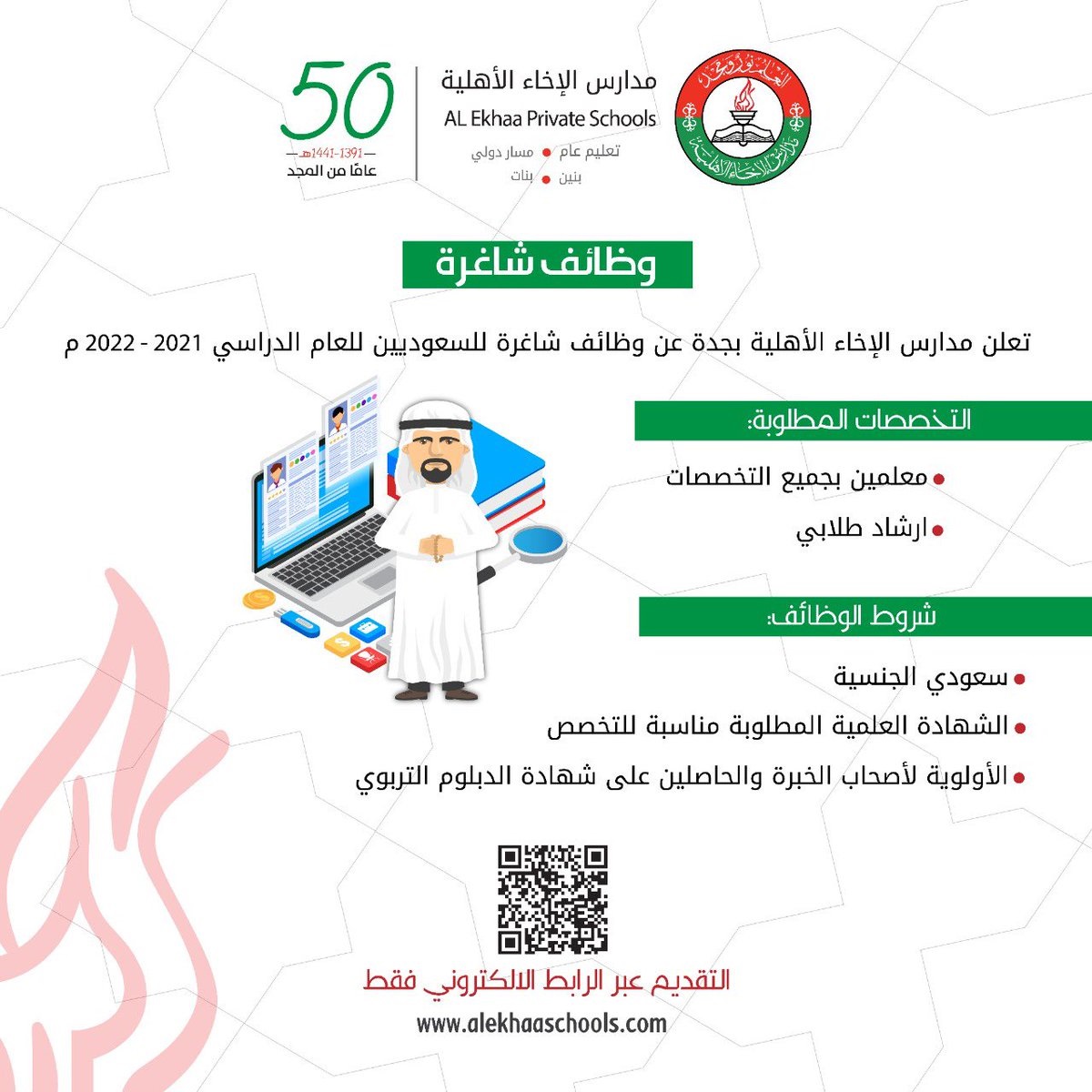 فتح باب التوظيف للوظائف التعليمية 1443هـ لدى مدارس الإخاء الأهلية بمحافظة جدة 4 فتح باب التوظيف للوظائف التعليمية 1443هـ لدى مدارس الإخاء الأهلية بمحافظة جدة 3