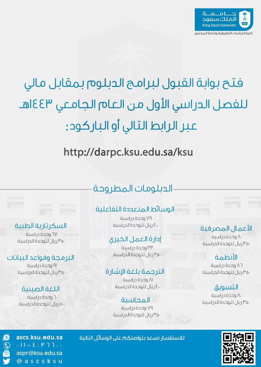 فتح بوابة القبول الإلكتروني لبرامج الدبلوم بمقابل مالي لدى جامعة الملك سعود 3