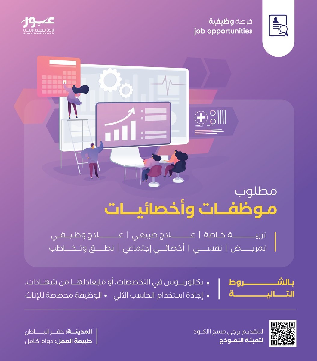 وظائف شاغرة لحملة البكالوريوس بالرياض وحفر الباطن لدى شركة تنمية الإنسان 5