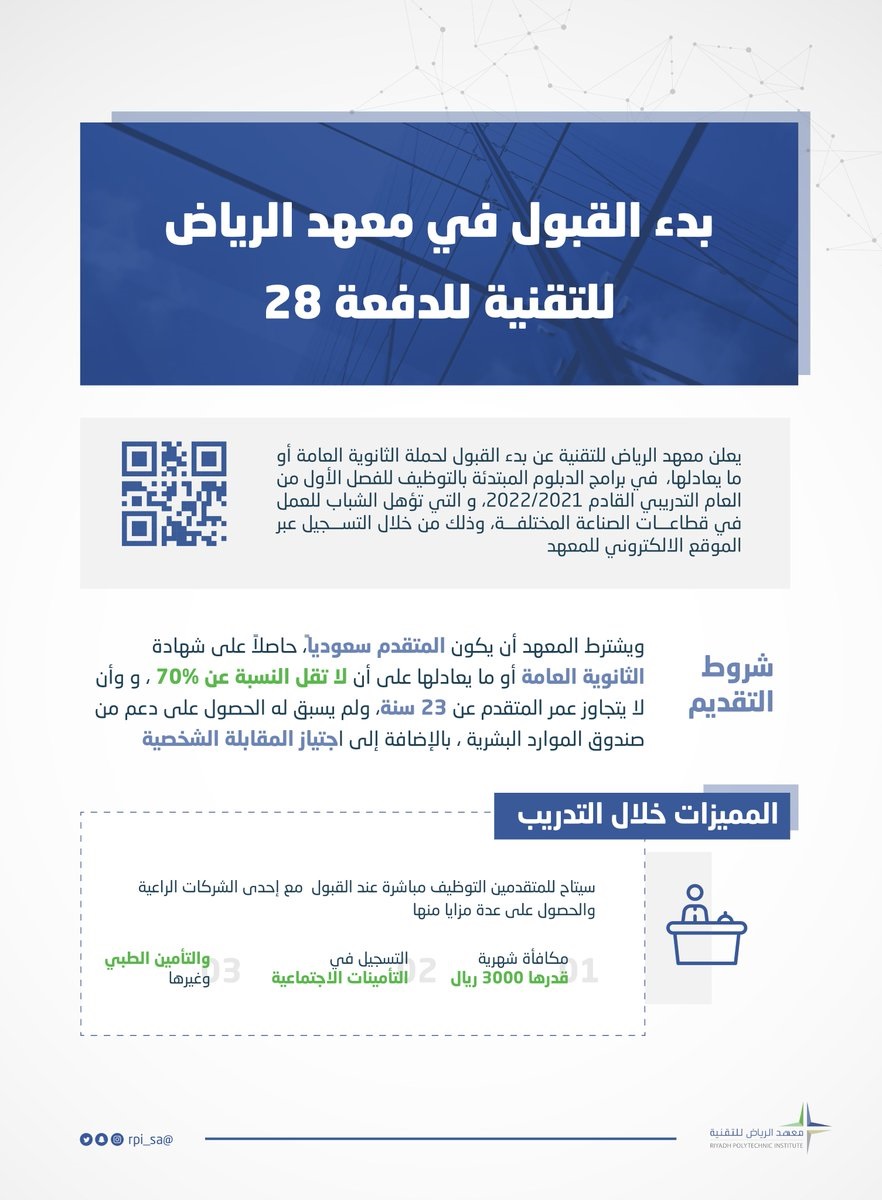 برامج مبتدئة بالتوظيف لحملة الثانوية العامة لدى معهد الرياض للتقنية 15